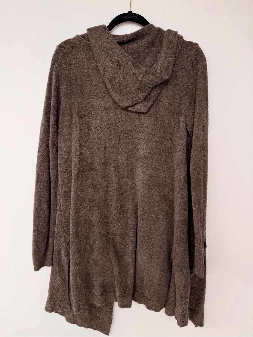 Barefoot Dreams Cozychic Lite Hooded Dark Brown Cardigan Medium - Picture 5 of 7